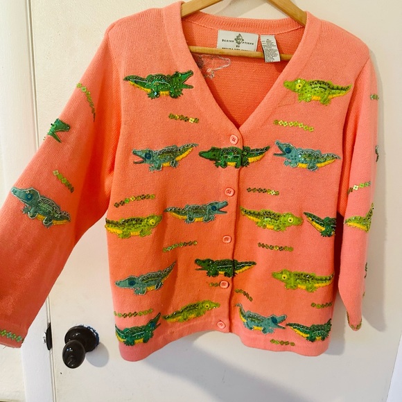 Design Options by Philip and Jane Gordon Pink Crocodile Embellished Cardigan - Picture 2 of 7